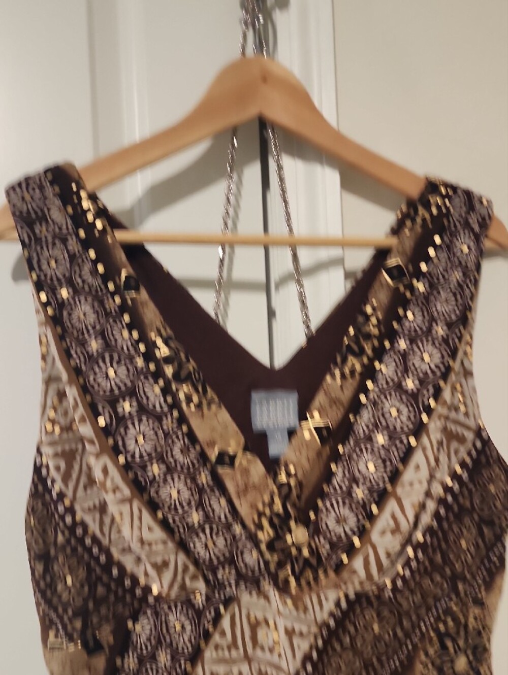 Rabbit Rabbit Rabbit Brown & Black Patterned High-Low V-Neck Dress - Picture 4 of 7